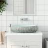 Grey & Blue Oval Countertop Basin - 59x40 cm Ceramic Sink