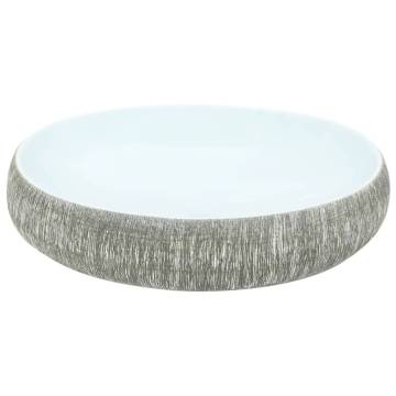 Grey & Blue Oval Countertop Basin - 59x40 cm Ceramic Sink