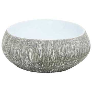 Grey & Blue Oval Countertop Basin - 59x40 cm Ceramic Sink