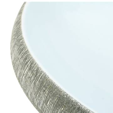 Grey & Blue Oval Countertop Basin - 59x40 cm Ceramic Sink