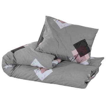 Grey Duvet Cover Set 140x200 cm Cotton | Hipomarket