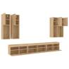 7 Piece TV Wall Cabinet Set with LED Lights - Sonoma Oak