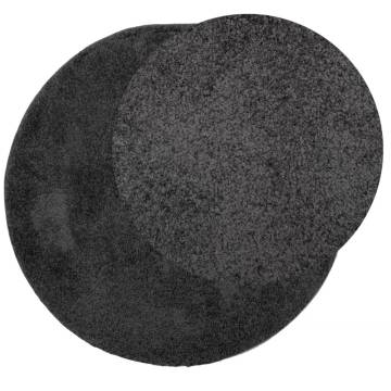 Soft Shaggy Rug High Pile Modern Anthracite Ø 120 cm