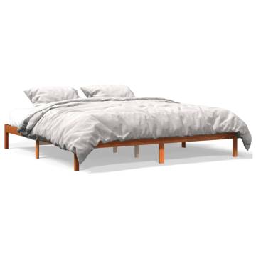 Wax Brown Bed Frame 200x200 cm | Solid Pine Wood - HipoMarket