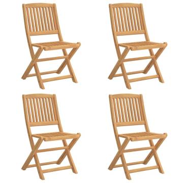 Folding Garden Chairs Set - 4 pcs Solid Acacia Wood | HipoMarket