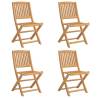 Folding Garden Chairs Set - 4 pcs Solid Acacia Wood | HipoMarket