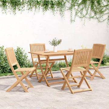 Folding Garden Chairs Set - 4 pcs Solid Acacia Wood | HipoMarket