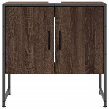 Stylish Brown Oak Bathroom Sink Cabinet - 60x33x60 cm