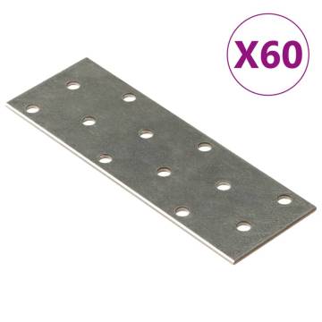 Perforated Plates - 60 pcs Galvanised Steel, 120x40 mm