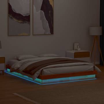 LED Bed Frame Wax Brown 150x200 cm King Size - Hipomarket