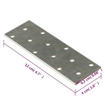 Perforated Plates - 60 pcs Galvanised Steel, 120x40 mm