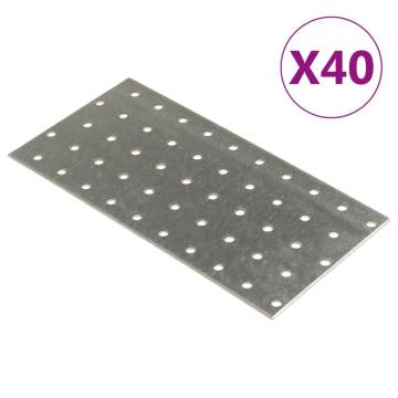 Perforated Plates 40 pcs 200x100 mm Galvanised Steel - DIY Essentials