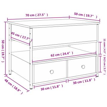 Elegant Smoked Oak Coffee Table - 70x50x50 cm