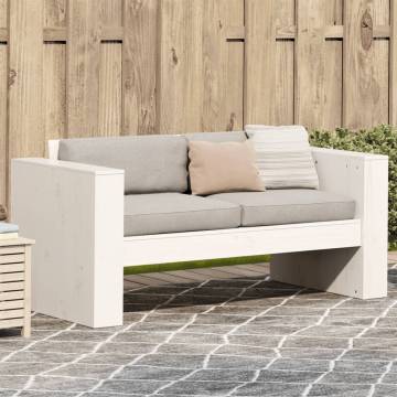 Garden Sofa 2-Seater White - Solid Pine Wood for Outdoor Relaxation