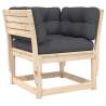 Garden Sofa Armrest with Cushions - Solid Pine Wood