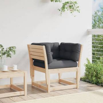 Garden Sofa Armrest with Cushions - Solid Pine Wood