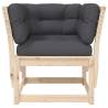 Garden Sofa Armrest with Cushions - Solid Pine Wood