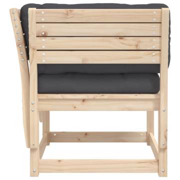 Garden Sofa Armrest with Cushions - Solid Pine Wood