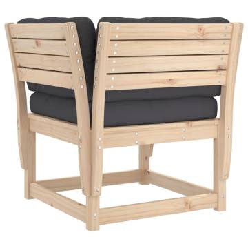 Garden Sofa Armrest with Cushions - Solid Pine Wood