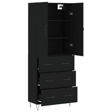 Highboard Black 69.5x34x180 cm - Stylish Engineered Wood Storage