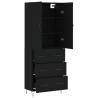 Highboard Black 69.5x34x180 cm - Stylish Engineered Wood Storage