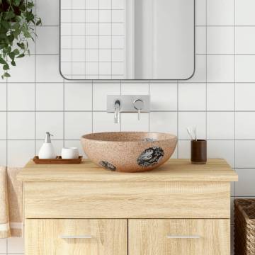 Chic Brown & Blue Round Ceramic Countertop Basin | 41x14 cm