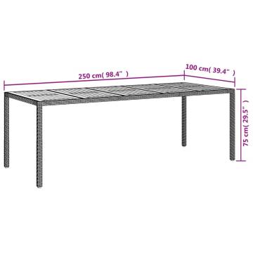 Stylish Grey Garden Table 250x100x75 cm - Poly Rattan