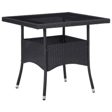 Outdoor Dining Table - Black Poly Rattan & Glass | HipoMarket