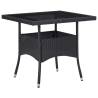 Outdoor Dining Table Black Poly Rattan and Glass Colour black Quantity in Package 1 