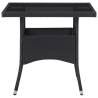 Outdoor Dining Table - Black Poly Rattan & Glass | HipoMarket