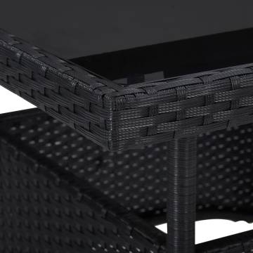 Outdoor Dining Table - Black Poly Rattan & Glass | HipoMarket