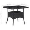 Outdoor Dining Table - Black Poly Rattan & Glass | HipoMarket