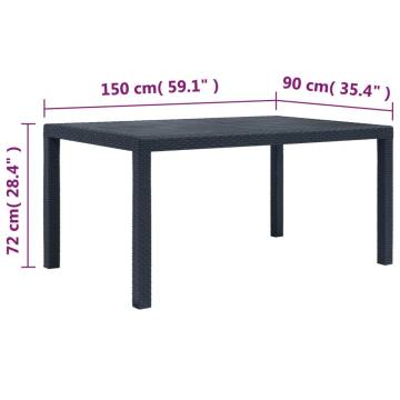 Garden Table Anthracite 150x90 cm - Stylish & Durable Rattan Look