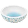 Chic White & Blue Round Countertop Basin - 41x14 cm Ceramic