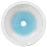 Chic White & Blue Round Countertop Basin - 41x14 cm Ceramic