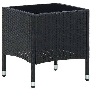 Stylish Black Garden Table - 40x40x45 cm Poly Rattan