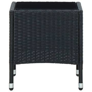 Stylish Black Garden Table - 40x40x45 cm Poly Rattan