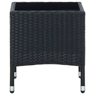 Stylish Black Garden Table - 40x40x45 cm Poly Rattan