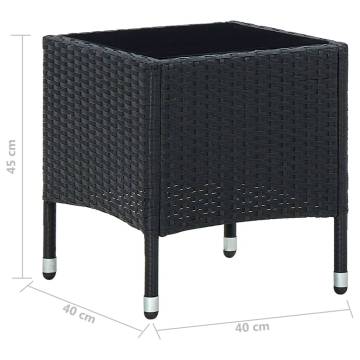 Stylish Black Garden Table - 40x40x45 cm Poly Rattan