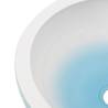 Chic White & Blue Round Countertop Basin - 41x14 cm Ceramic