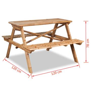 Bamboo Picnic Table 120x120 cm – Durable Garden Furniture