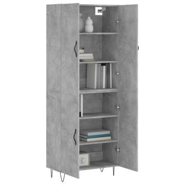 Stylish Highboard in Concrete Grey - 69.5x34x180 cm