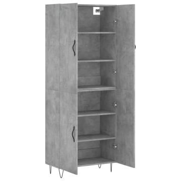 Stylish Highboard in Concrete Grey - 69.5x34x180 cm