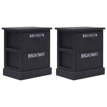 Elegant Black Nightstands - Set of 2 | Hipomarket UK