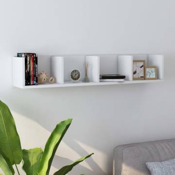 Stylish CD Wall Shelf White - 100x18x18 cm | Hipomarket UK