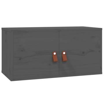 Stylish Grey Wall Cabinets - 2 pcs, Solid Pine Wood