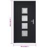 Front Door Anthracite 98x208 cm PVC - Secure & Stylish Entry