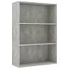 3-Tier Book Cabinet - Modern Concrete Grey 80x30x114 cm