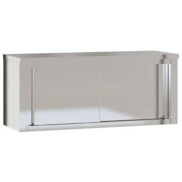 Stainless Steel Kitchen Wall Cabinet with Sliding Doors