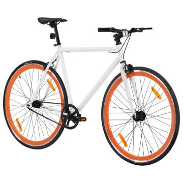 Fixed Gear Bike White & Orange 700c - Perfect for Commuting